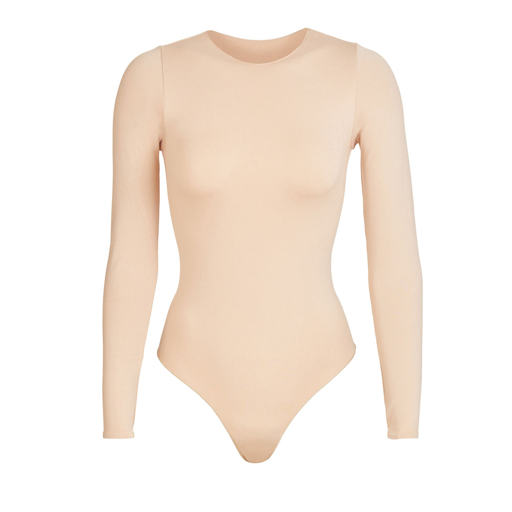 Skims ESSENTIAL CREW NECK Long Sleeve Bodysuit Bruin Grijs | CEN-215967