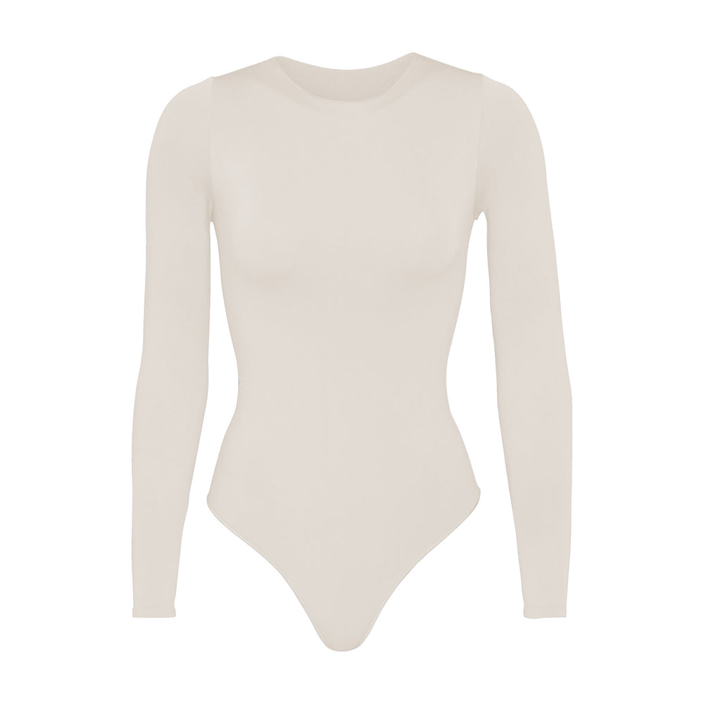 Skims ESSENTIAL CREW NECK Long Sleeve Bodysuit Wit | XBK-765289