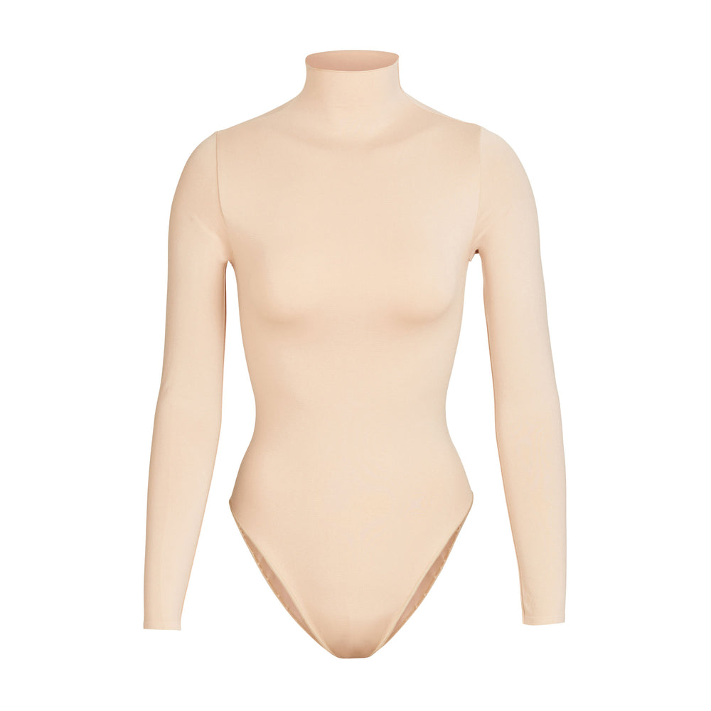 Skims ESSENTIAL MOCK NECK Long Sleeve Bodysuit Bruin Grijs | AKP-605487