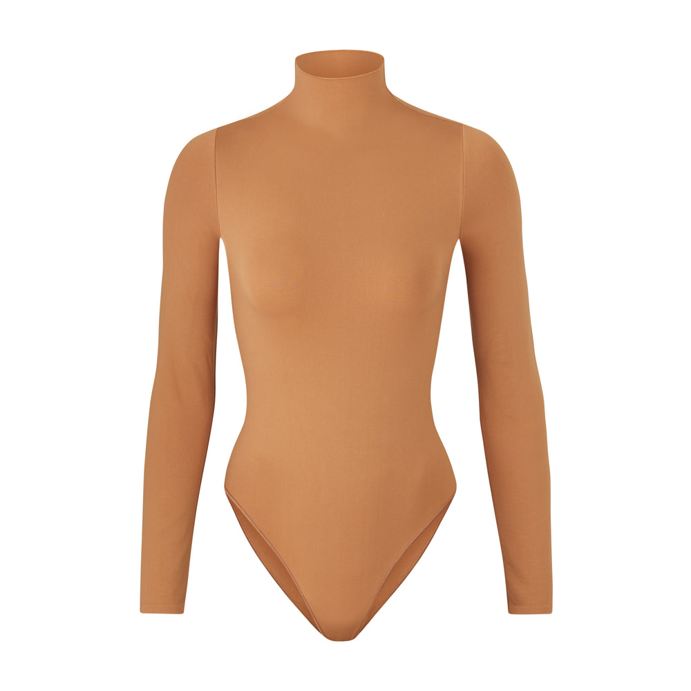 Skims ESSENTIAL MOCK NECK Long Sleeve Bodysuit Bruin | ASE-974680
