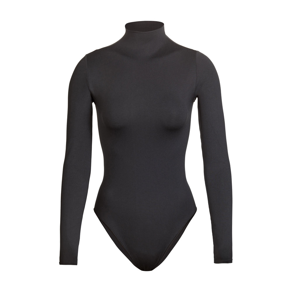 Skims ESSENTIAL MOCK NECK Long Sleeve Bodysuit Zwart | YWO-203857