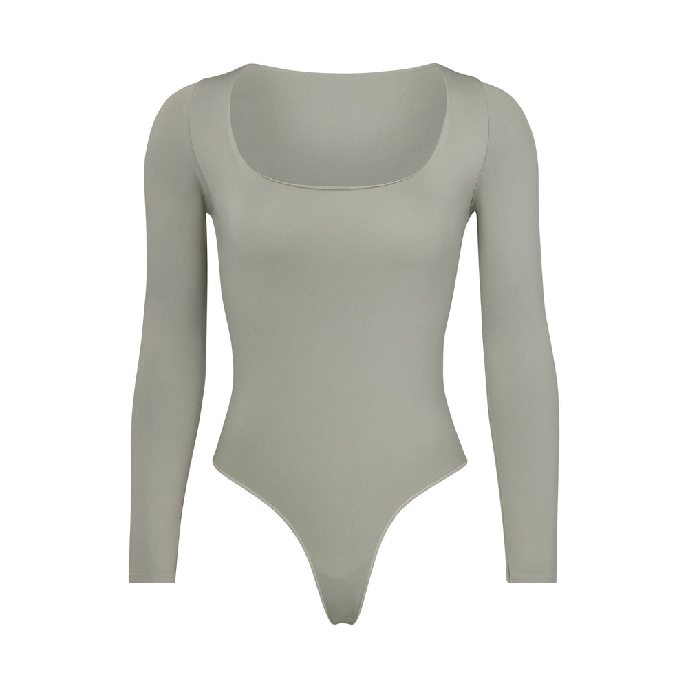 Skims ESSENTIAL SCOOP NECK Long Sleeve Bodysuit Lichtgroen | VRA-916084