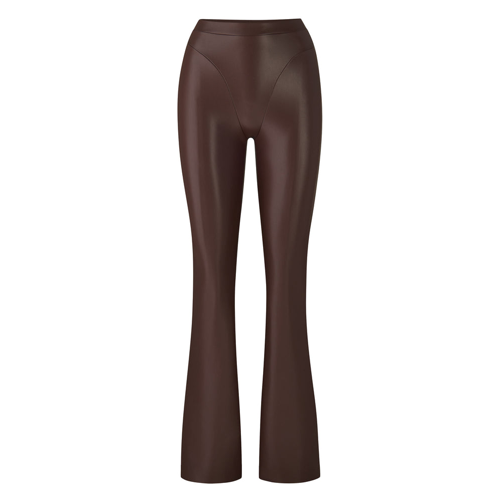 Skims FAUX LEATHER BOOT CUT Broek Chocola | FKE-794261