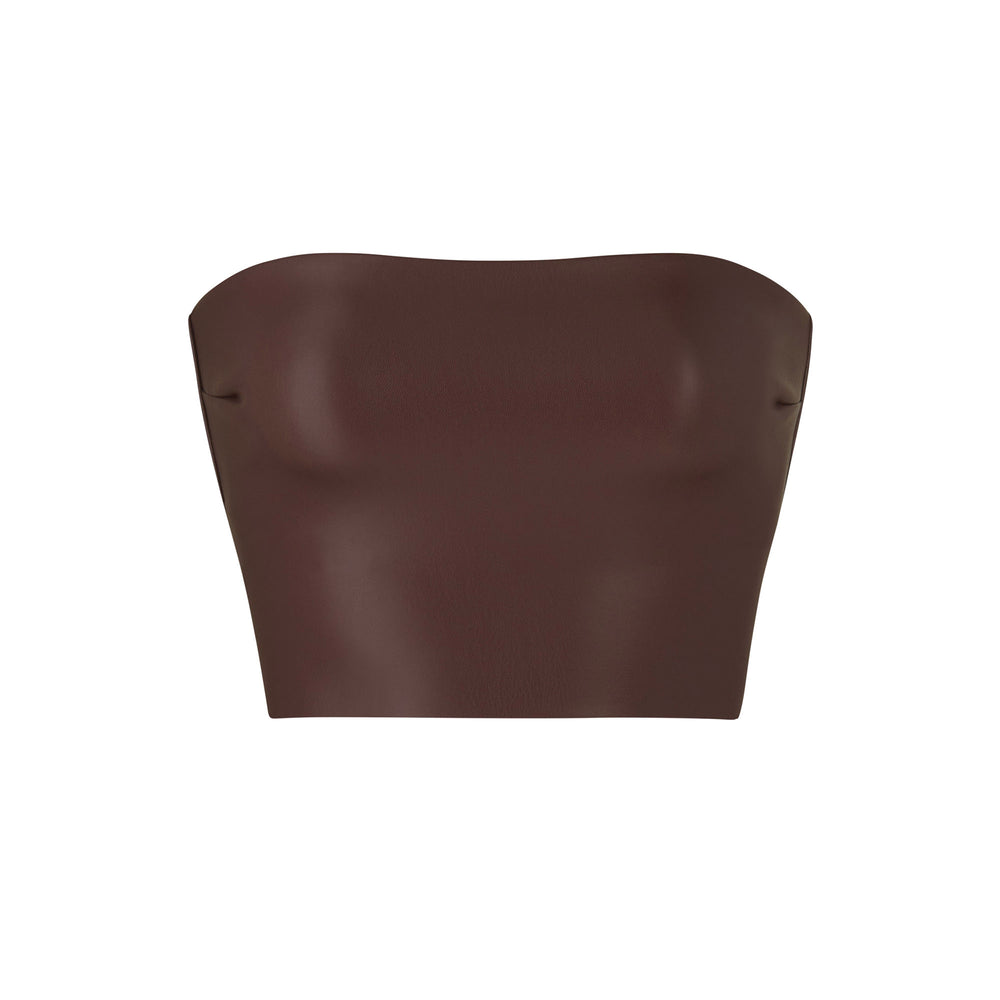 Skims FAUX LEATHER Bandeau Top Chocola | VAS-812056