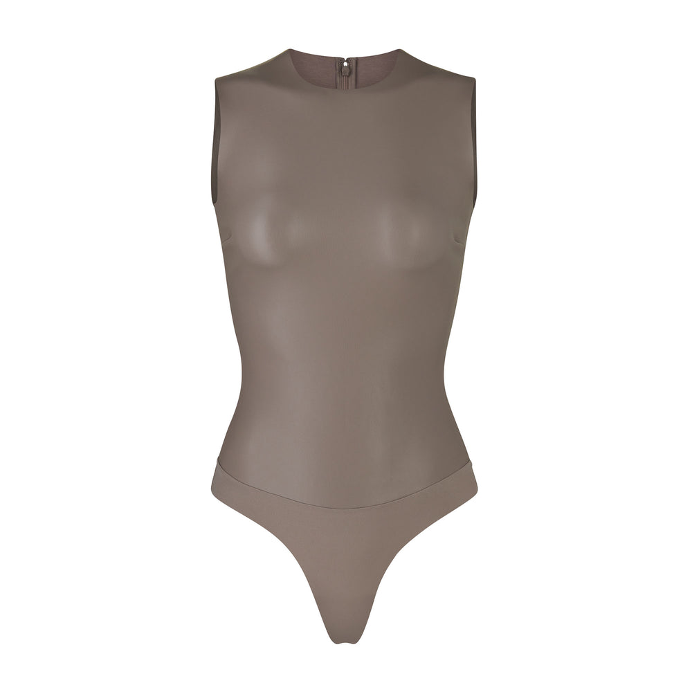 Skims FAUX LEATHER Crew Neck Bodysuit Zilver | ZOG-972340