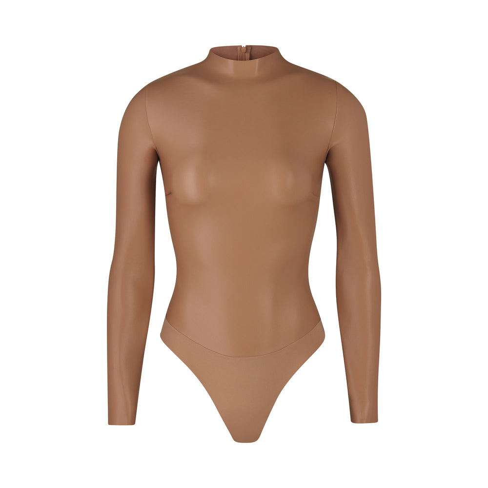 Skims FAUX LEATHER Mock Neck Bodysuit Abrikoos | BFJ-375214