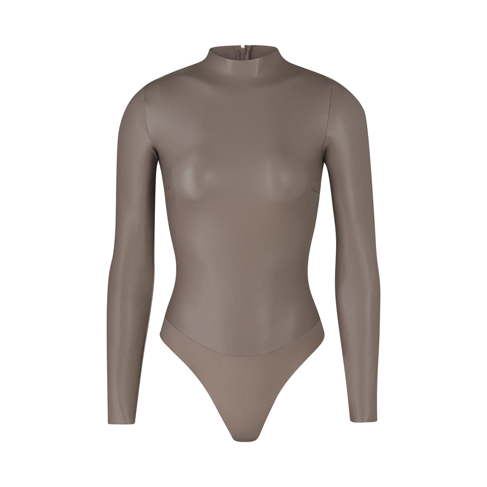 Skims FAUX LEATHER Mock Neck Bodysuit Zilver | KFW-360412