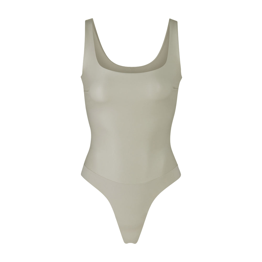 Skims FAUX LEATHER Scoop Neck Bodysuit Wit | TPD-862309
