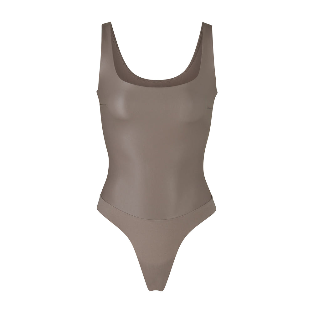 Skims FAUX LEATHER Scoop Neck Bodysuit Zilver | OFZ-954287