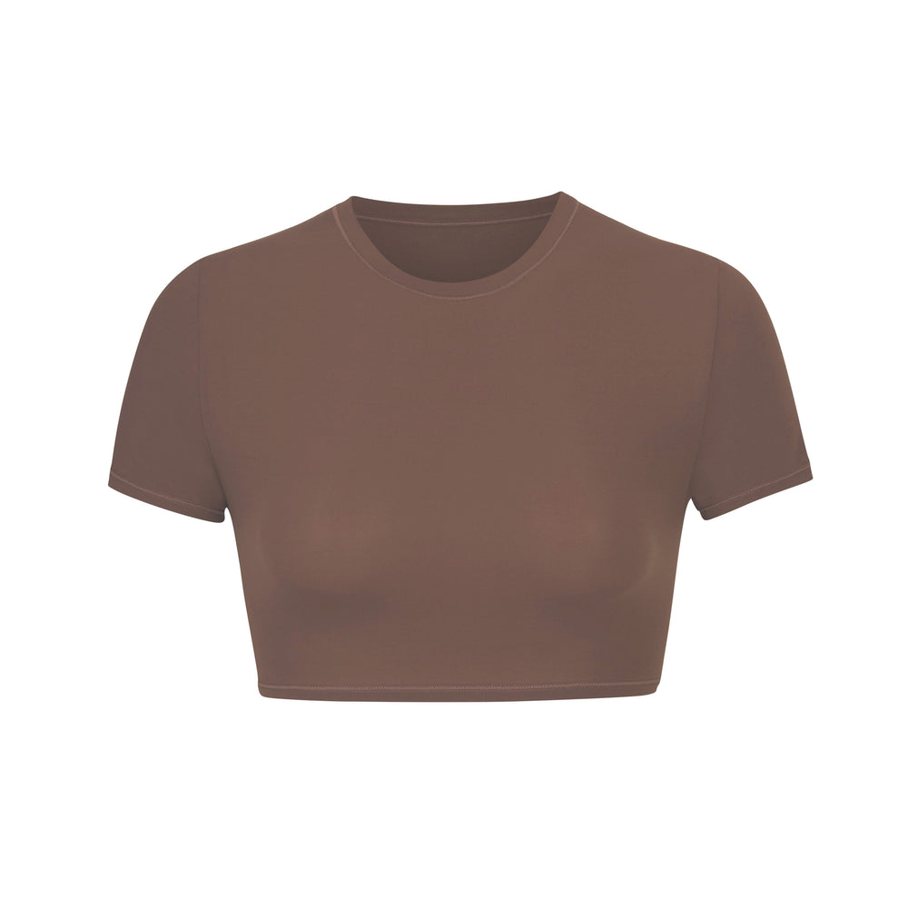 Skims FITS EVERYBODY SUPER CROPPED T-shirt Bruin | EOX-908125