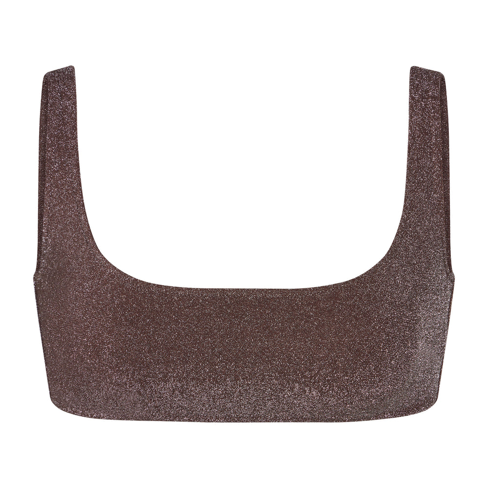 Skims GLITTER SWIM SCOOP BIKINI TOP Two Pieces Chocola | TPL-421957