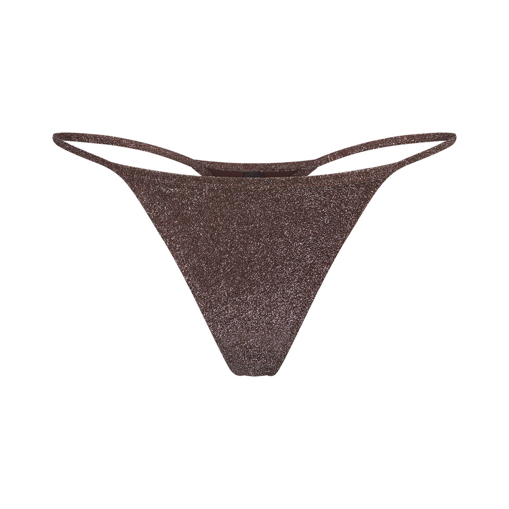 Skims GLITTER SWIM STRING Thong Chocola | XVW-307458