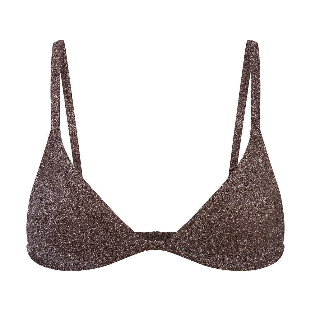 Skims GLITTER SWIM TRIANGLE BIKINI TOP Two Pieces Chocola | TER-865937
