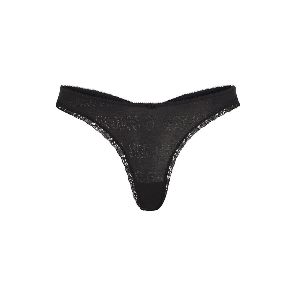 Skims LACE POINTELLE Thong Zwart | IZB-594273