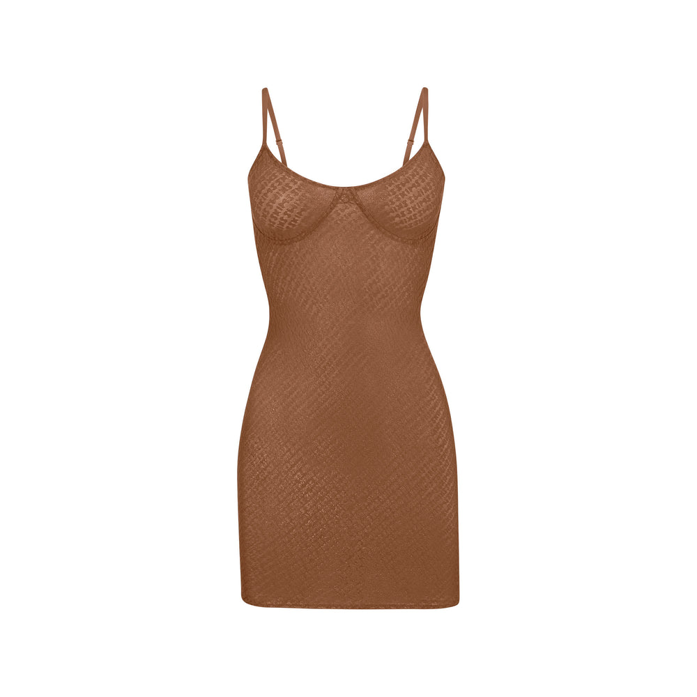 Skims LOGO MESH FOIL CAMI Dress Bruin | ZRO-250186