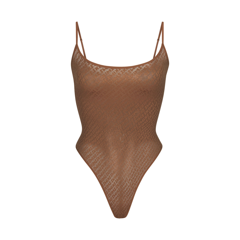 Skims LOGO MESH FOIL Cami Bodysuit Bruin | RAO-081973
