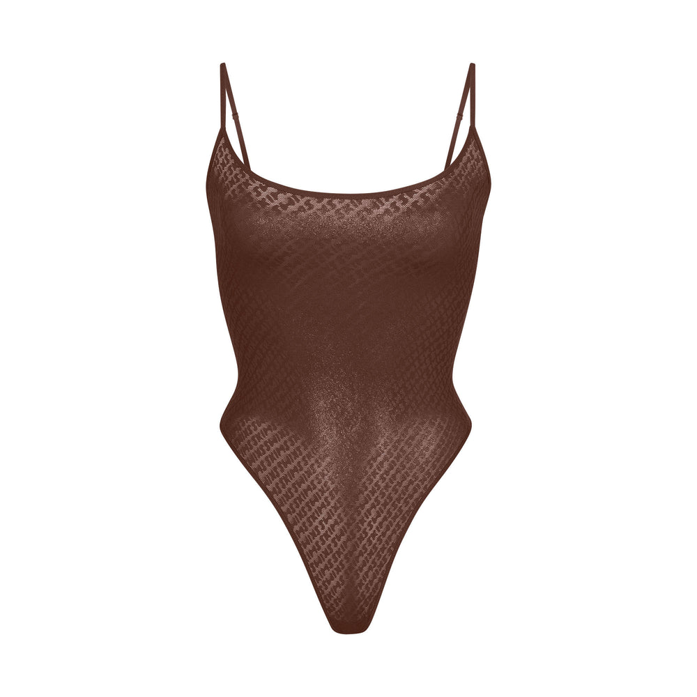 Skims LOGO MESH FOIL Cami Bodysuit Chocola | BJL-156937