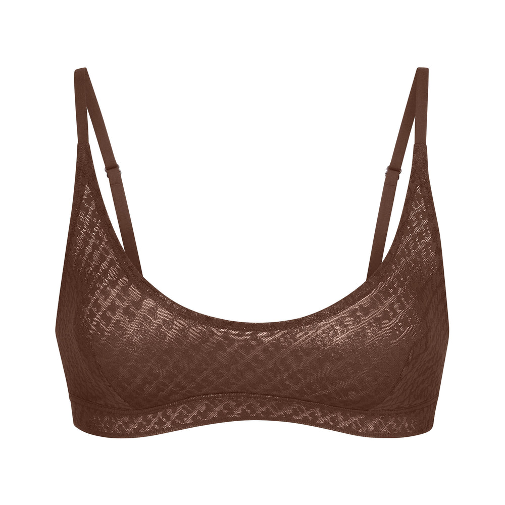 Skims LOGO MESH FOIL SKIMPY TRIANGLE Bralette Chocola | AIJ-067493