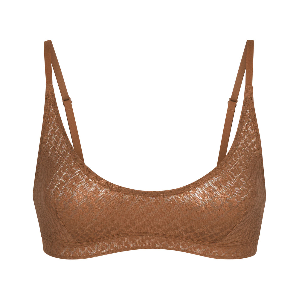 Skims LOGO MESH FOIL SKIMPY TRIANGLE Bralette Bruin | KQU-543987