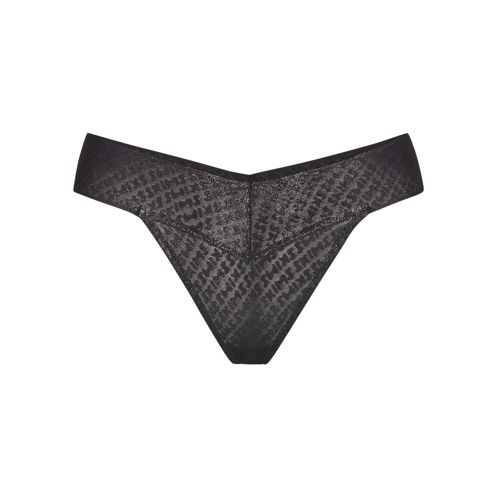 Skims LOGO MESH FOIL Thong Zwart | DXC-254308