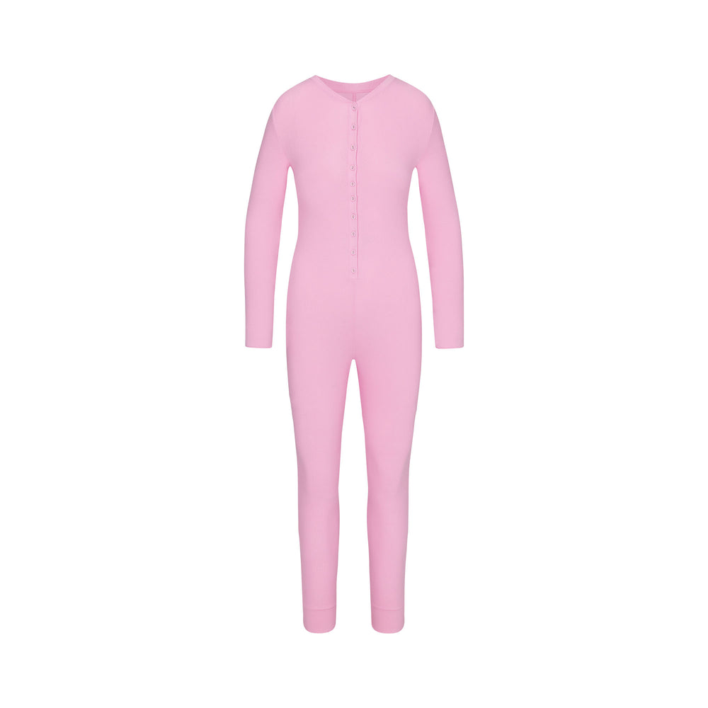 Skims LOGO POINTELLE HENLEY ONESIE Kinderen Roze | UPJ-754860