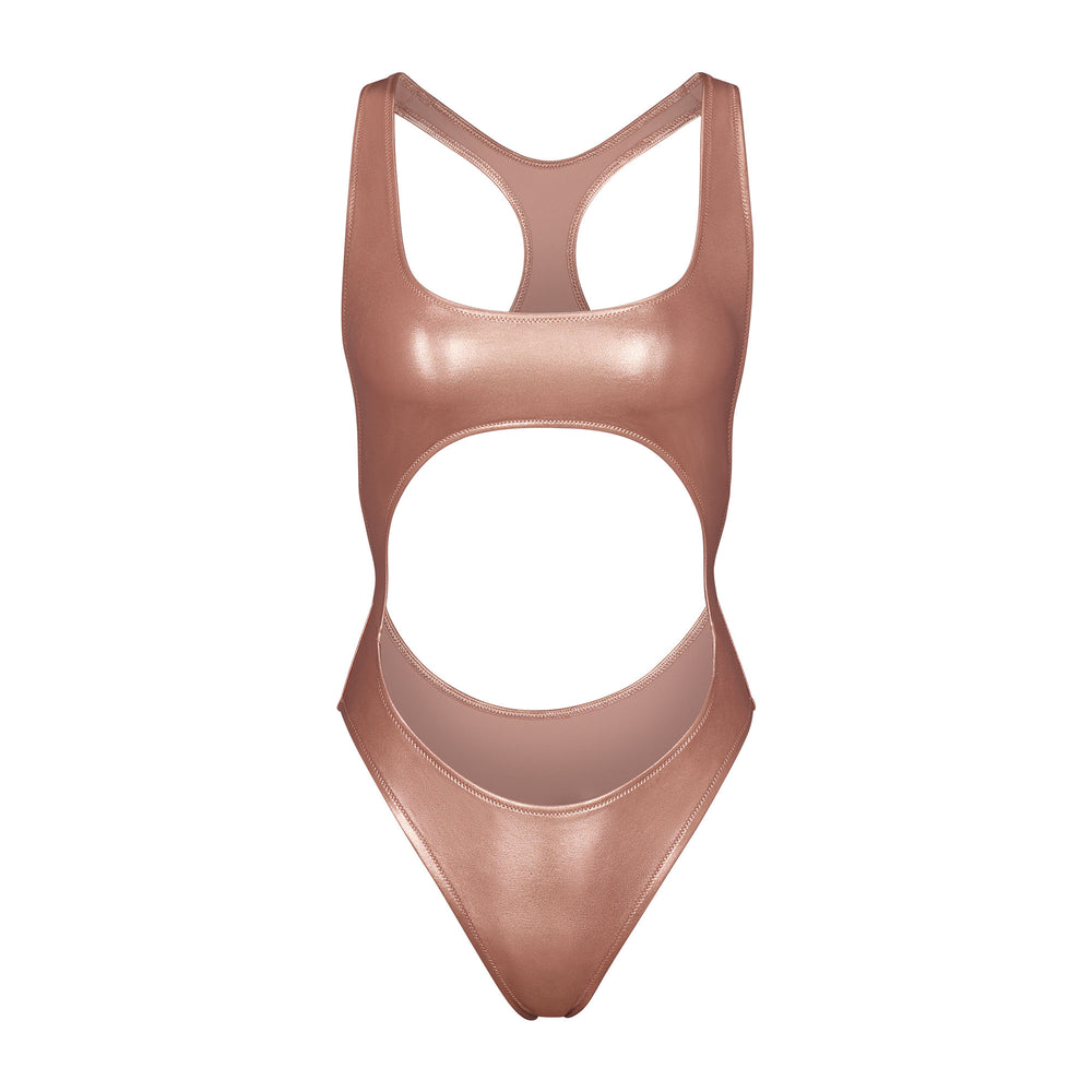 Skims METALLIC SWIM CUT-OUT MONOKINI One Piece Roze Goud | VWJ-597283
