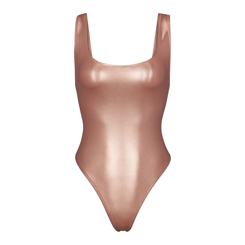 Skims METALLIC SWIM HIGH CUT One Piece Roze Goud | RPJ-295640