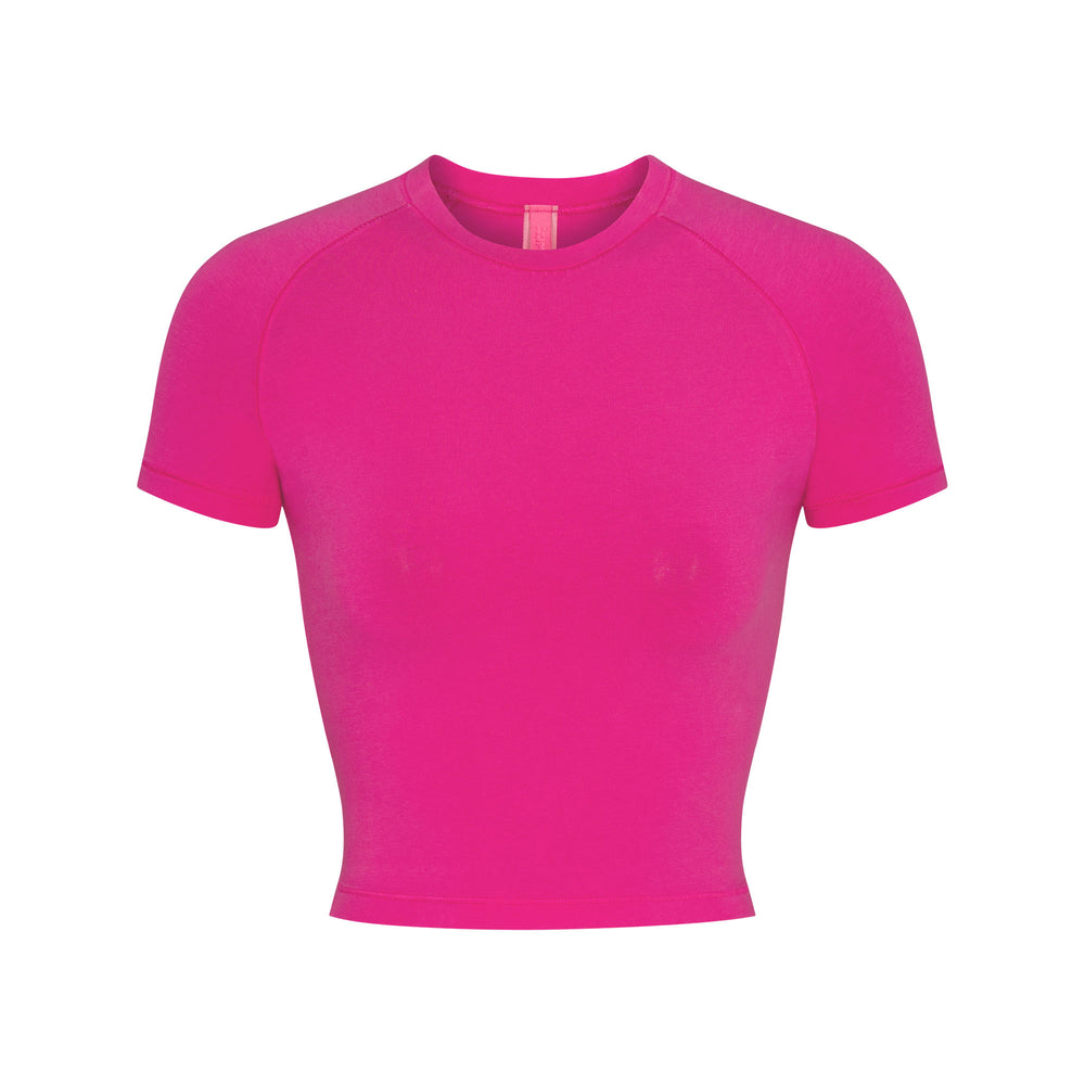 Skims NEW VINTAGE CROPPED RAGLAN T-shirt Fuchsie | URV-742860