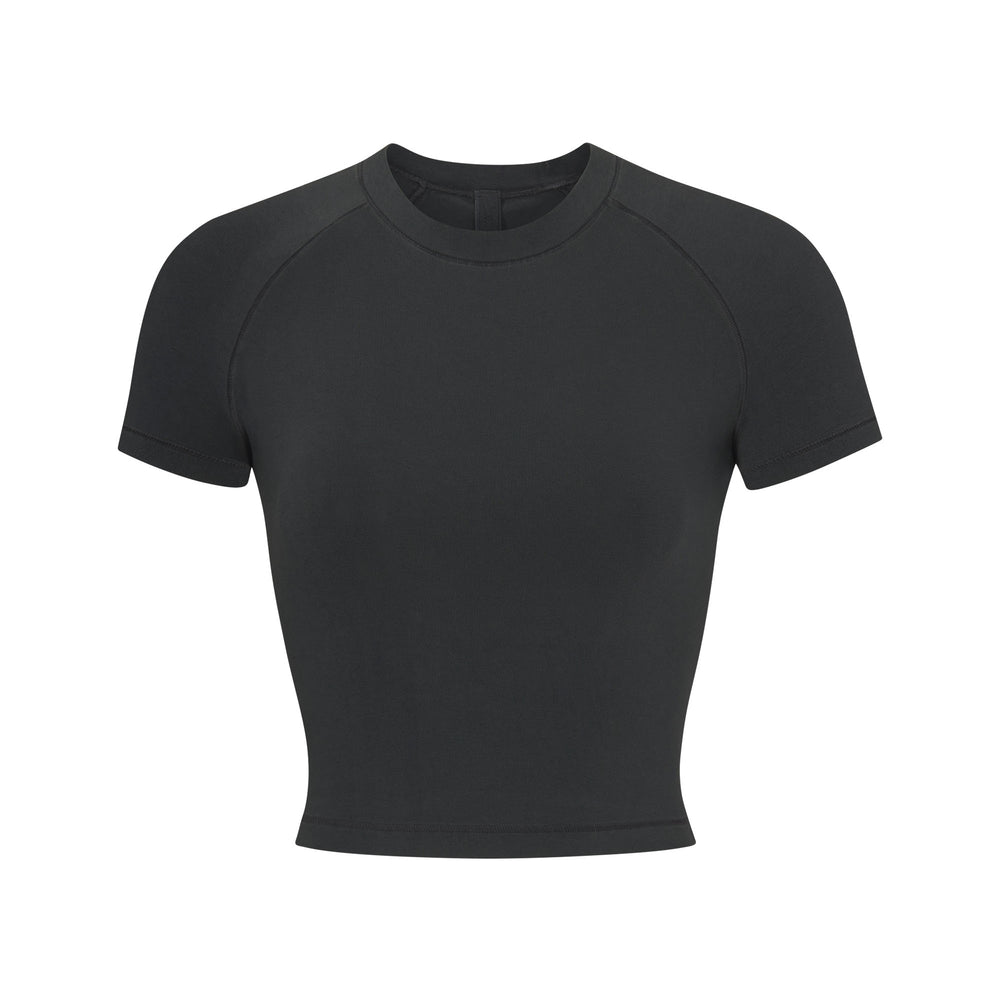 Skims NEW VINTAGE CROPPED RAGLAN T-shirt Lichtturkoois Zwart | VSM-824136