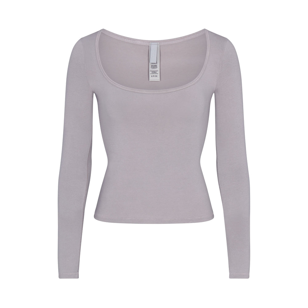 Skims NEW VINTAGE SCOOP LONG SLEEVE T-shirt Zilver | EWB-245136