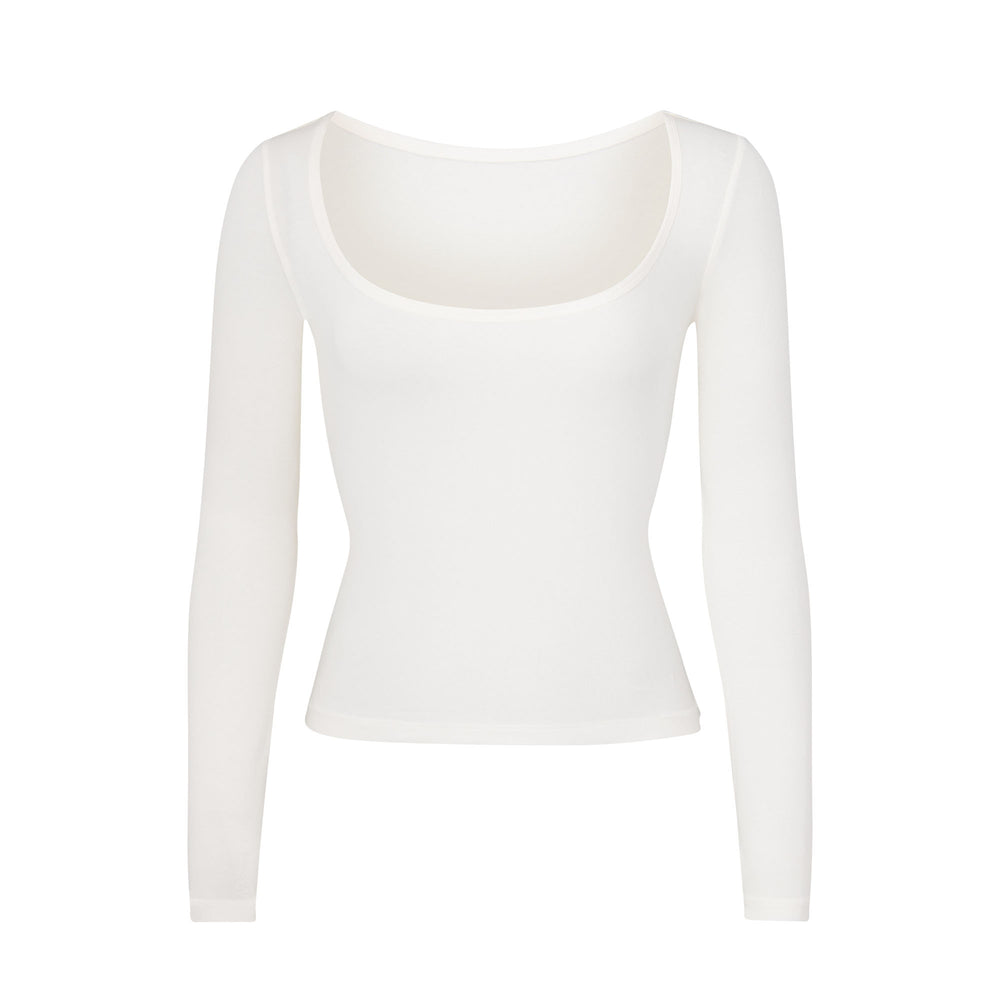 Skims NEW VINTAGE SCOOP LONG SLEEVE T-shirt Wit | JOB-960281