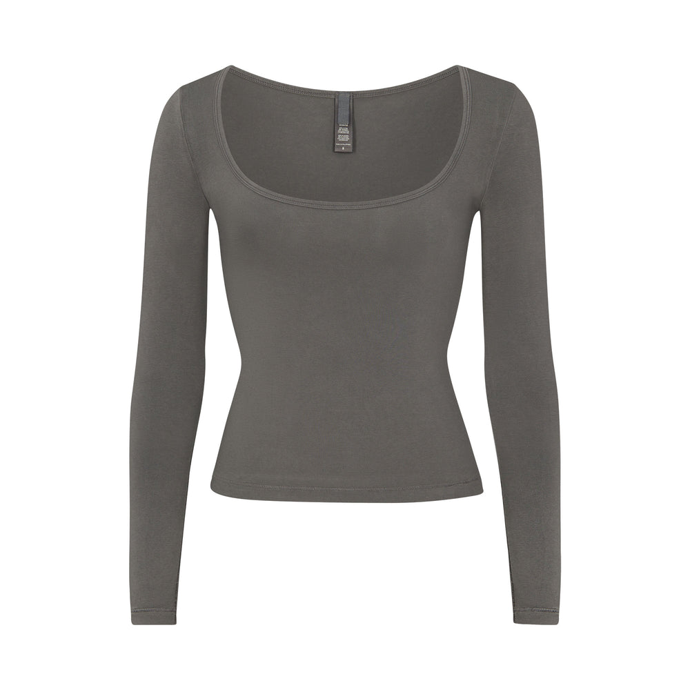 Skims NEW VINTAGE SCOOP LONG SLEEVE T-shirt Diepgrijs | NAE-513468