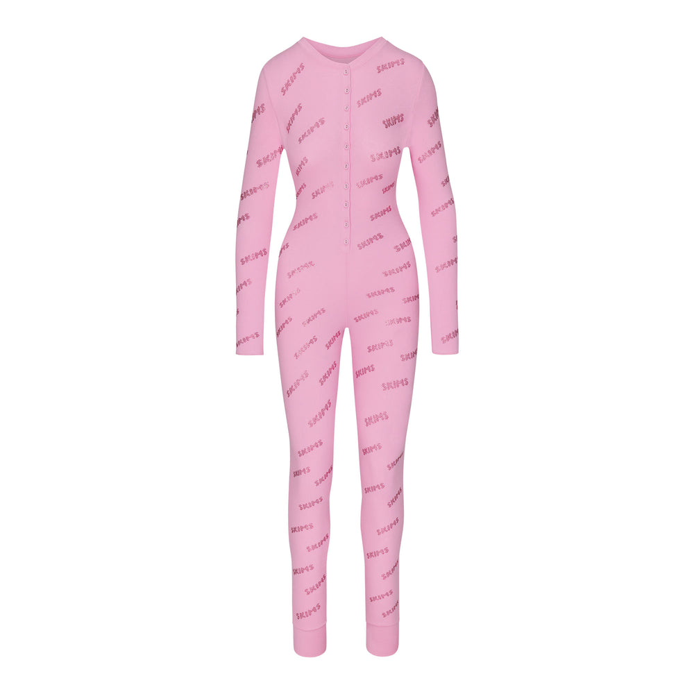 Skims RHINESTONE LOGO POINTELLE Onesie Roze | ZHN-462790