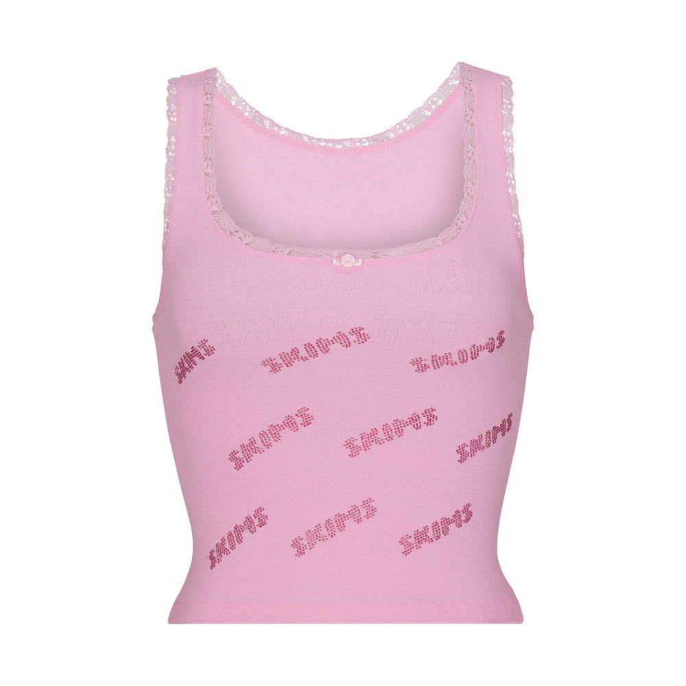 Skims RHINESTONE LOGO POINTELLE Tank Roze | INP-259368