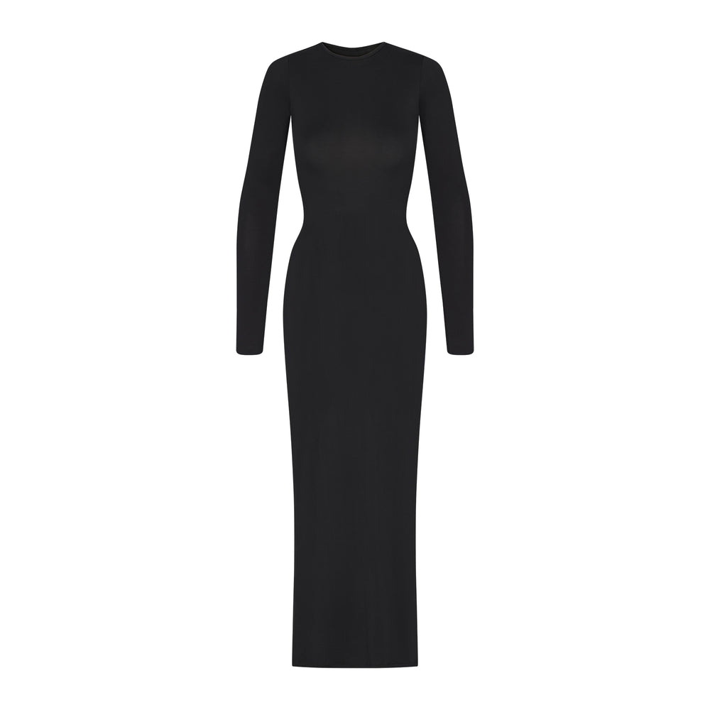 Skims SMOOTH LOUNGE CREW NECK LONG SLEEVE Dress Zwart | FVG-364952
