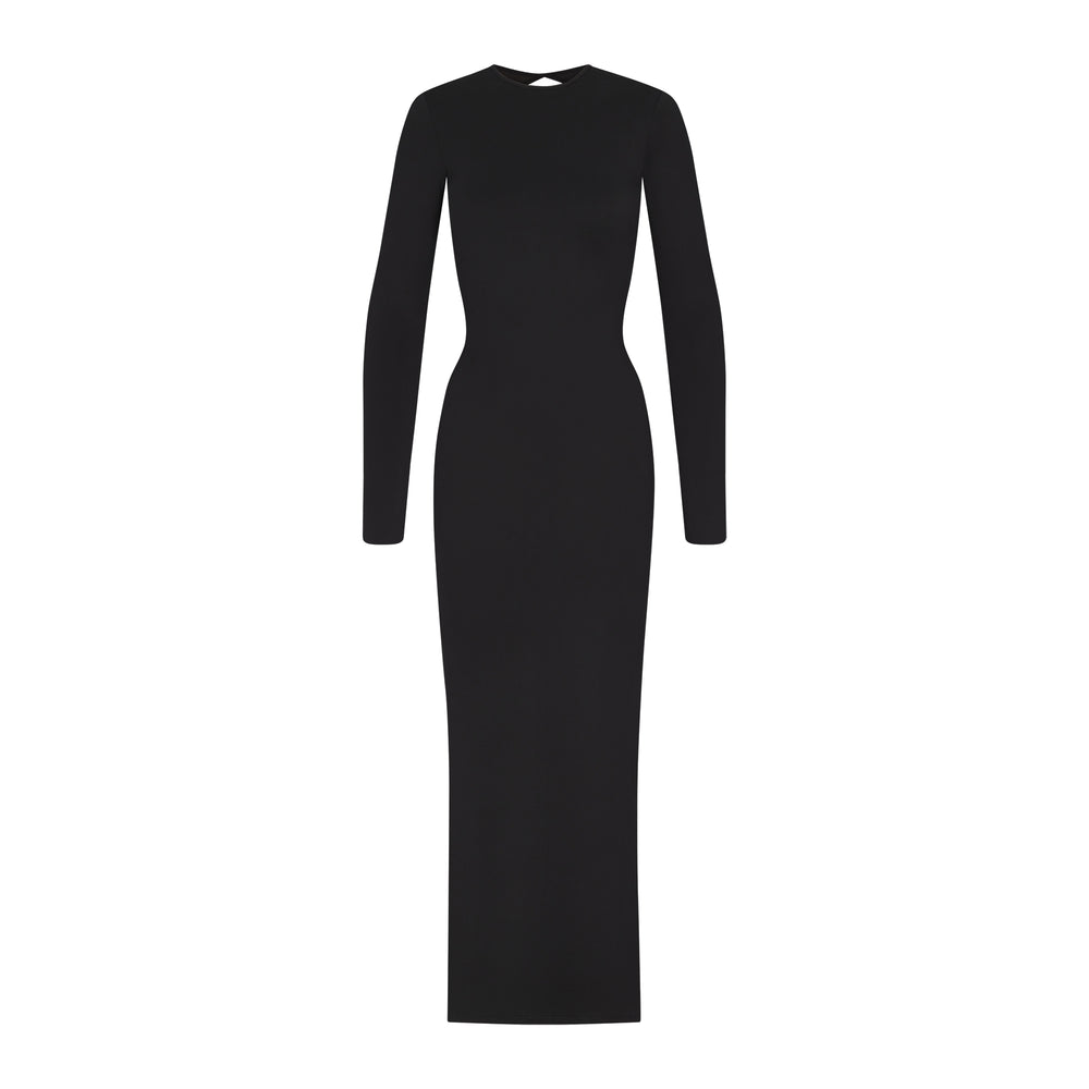 Skims SMOOTH LOUNGE LONG SLEEVE OPEN BACK Dress Zwart | SMT-014639