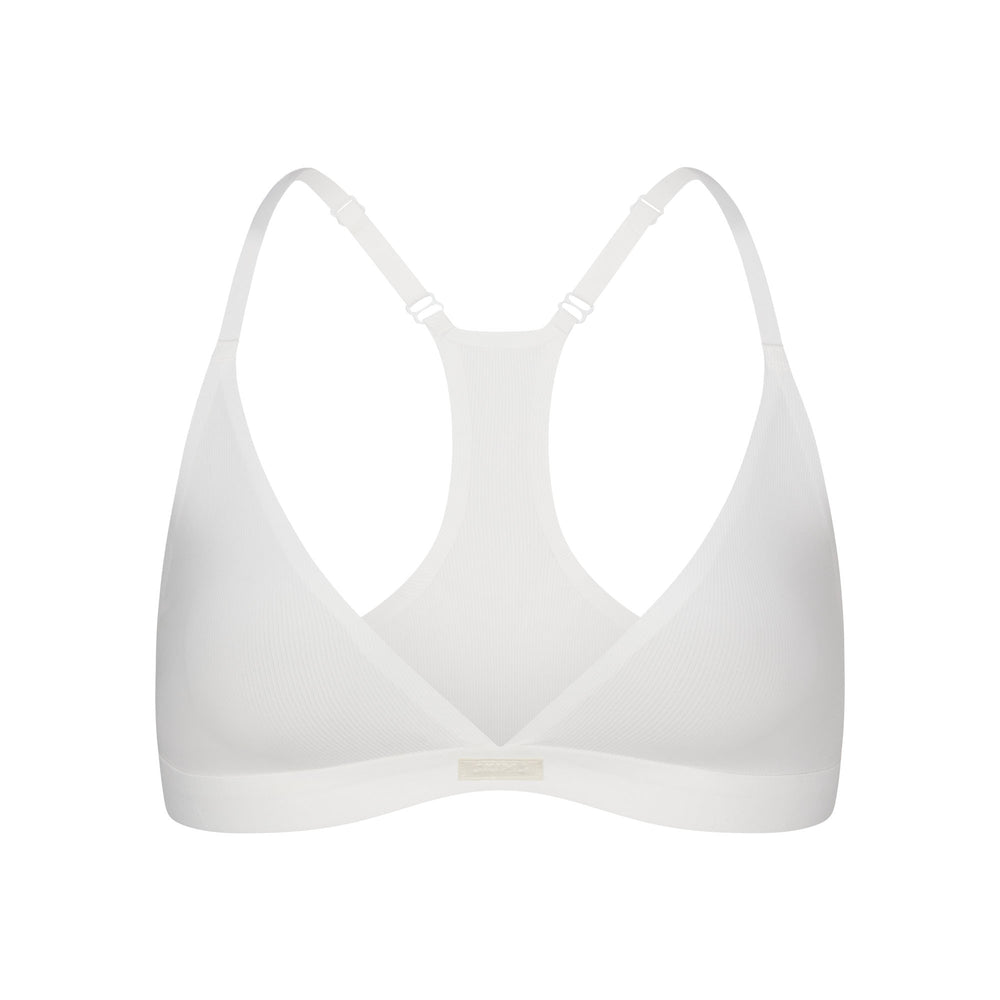 Skims SMOOTH RIB RACERBACK TRIANGLE Bralette Wit | QSX-630912
