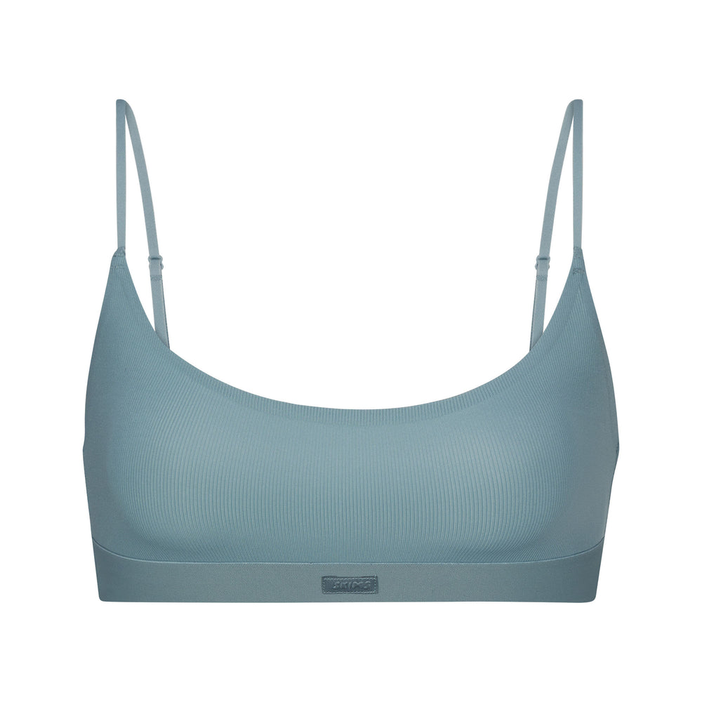 Skims SMOOTH RIB SCOOP NECK Bralette Blauw | OQU-946287