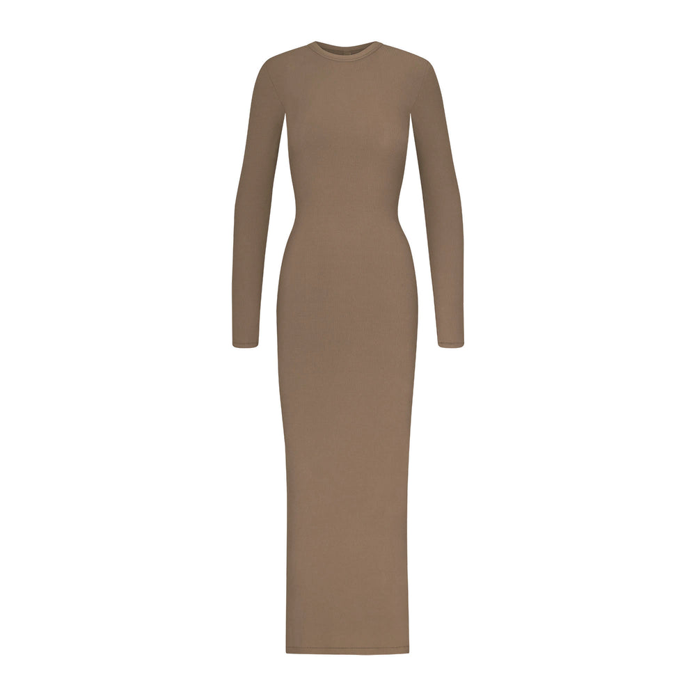 Skims SOFT LOUNGE CREW NECK LONG Dress Abrikoos | IBX-145862