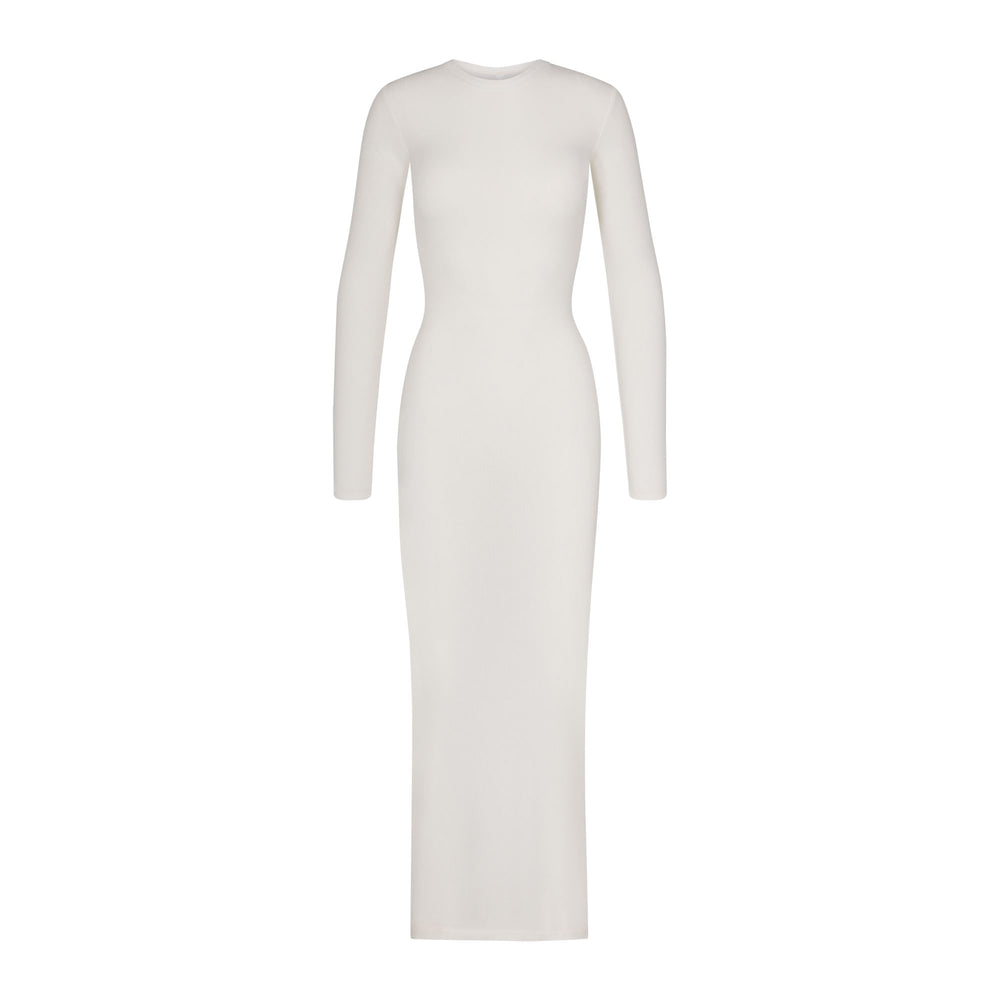 Skims SOFT LOUNGE CREW NECK LONG Dress Wit | RNL-702153