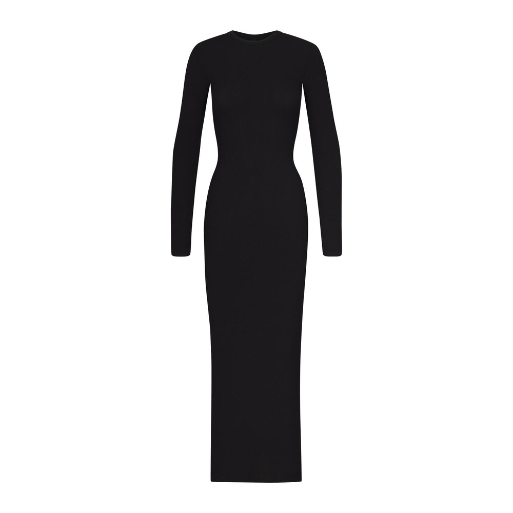 Skims SOFT LOUNGE CREW NECK LONG Dress Zwart | WKN-694853