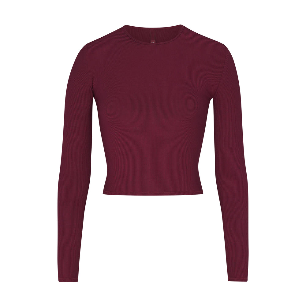 Skims SOFT LOUNGE LONG SLEEVE CROP TOP T-shirt Paars | VHF-176240