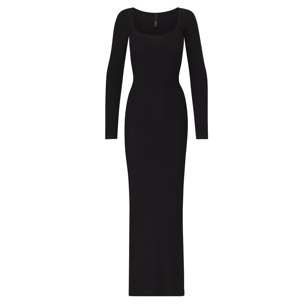 Skims SOFT LOUNGE LONG SLEEVE Dress Zwart | WCO-609172