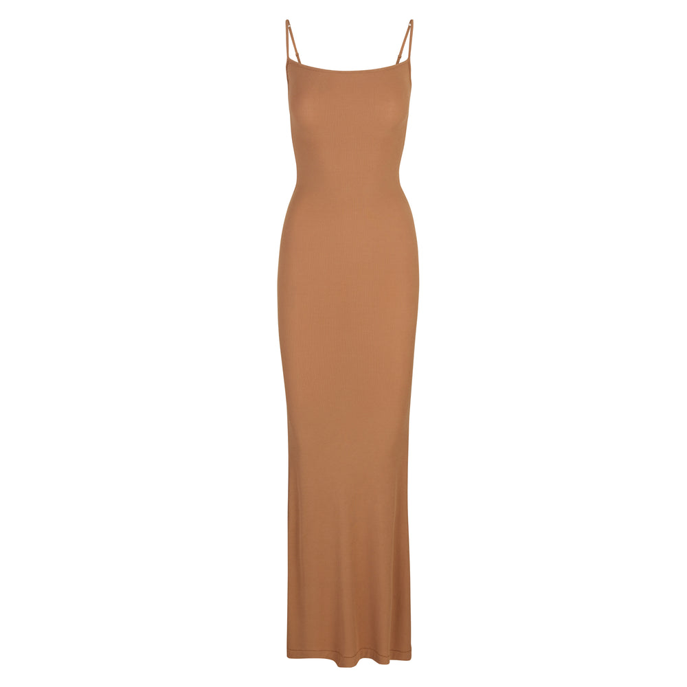 Skims SOFT LOUNGE LONG SLIP Dress Bruin | GMW-453017