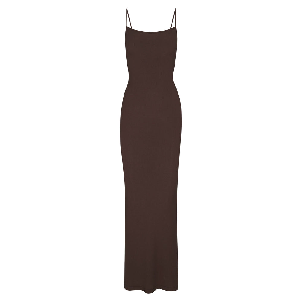 Skims SOFT LOUNGE LONG SLIP Dress Chocola | TPY-647952