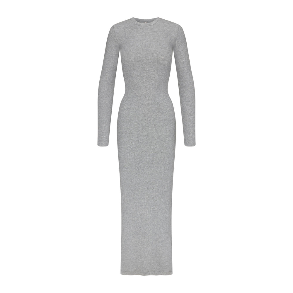 Skims SOFT LOUNGE SHIMMER CREW NECK LONG Dress Grijs | OIP-948520