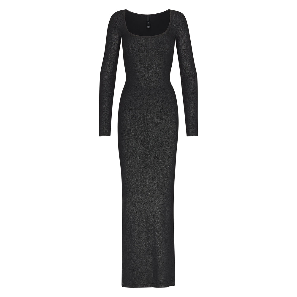 Skims SOFT LOUNGE SHIMMER LONG SLEEVE Dress Zwart | LIJ-684325