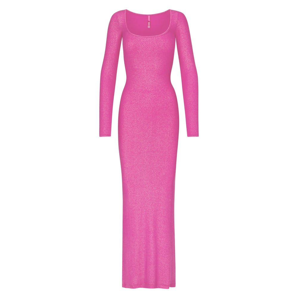 Skims SOFT LOUNGE SHIMMER LONG SLEEVE Dress Fuchsie | PBH-094817