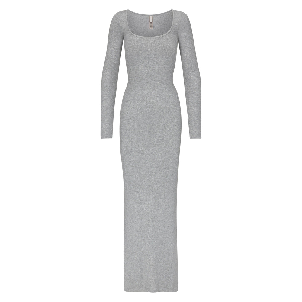 Skims SOFT LOUNGE SHIMMER LONG SLEEVE Dress Grijs | ZBL-725869