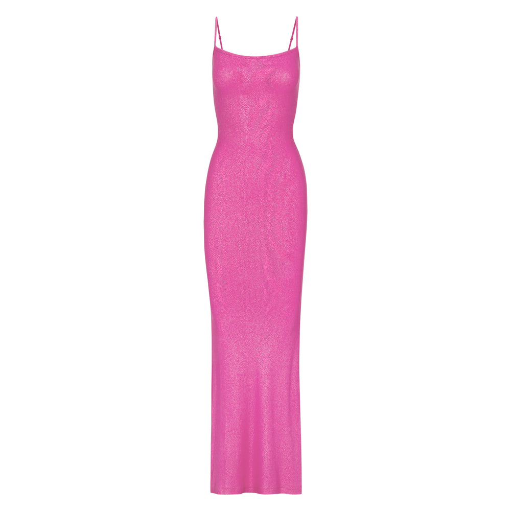 Skims SOFT LOUNGE SHIMMER LONG SLIP Dress Fuchsie | ZYJ-318064